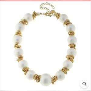 Susan Shaw Gold And White Cotton Pearl Choker